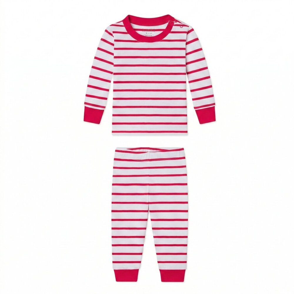 LAKE | Baby | Pima Cotton Pajamas | Red Stripe Baby Long-Long Set